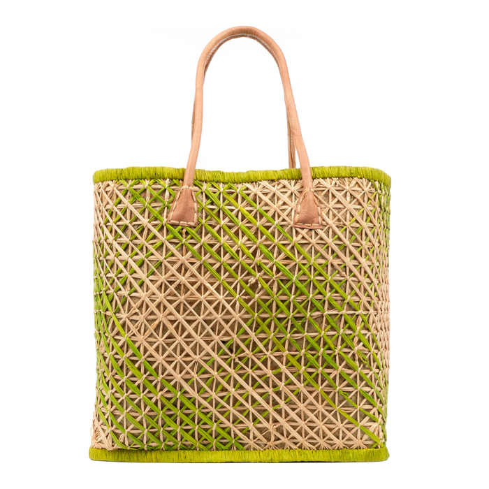 Zavattarello borsa a spalla donna. Realizzata in rafia e tessuto, con manici in pelle.