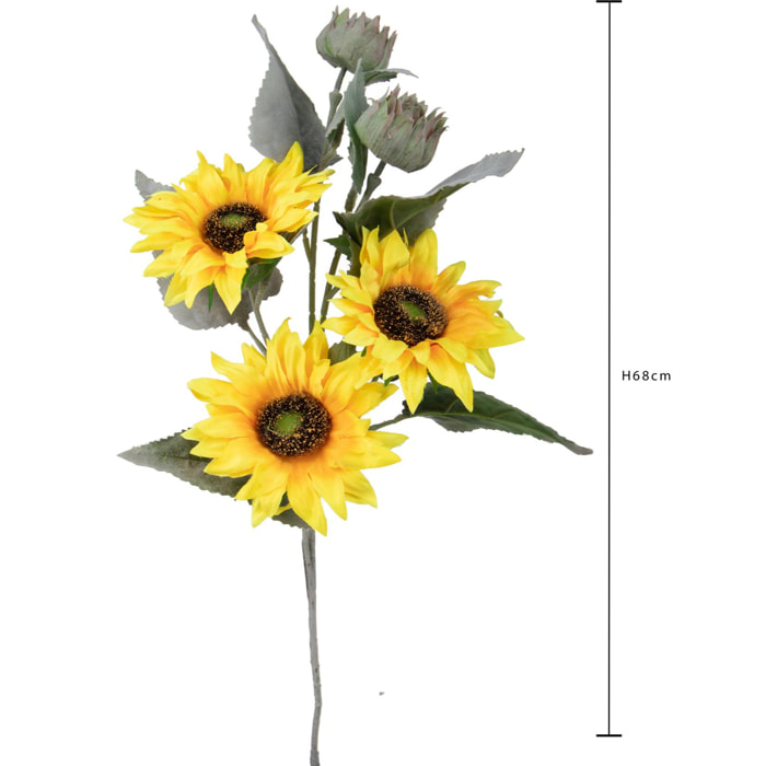 Girasole per 5 68 Cm - Pezzi 6 - 18X68X18cm - Colore: Giallo - Bianchi Dino - Fiori Artificiali