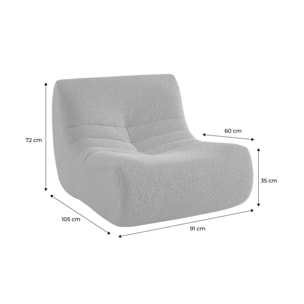 Chauffeuse tissu effet alpaca 1 place. kaki. style contemporain. L 91 x P 105 x H 72cm