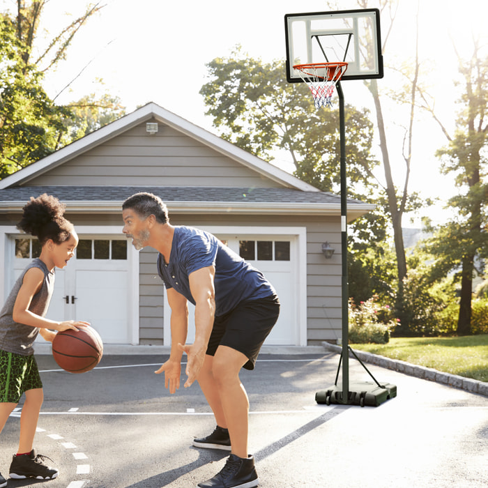 Aro de Baloncesto con Soporte Acero 86x153x250-350cm Negro