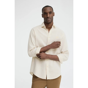 Camisa cotolino beige vigoré con bordado Polo Club