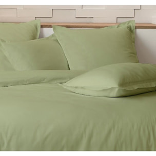 Parure De Couette + 2 taies 100% percale De Coton 80 Fils/cm2-uni Sauge