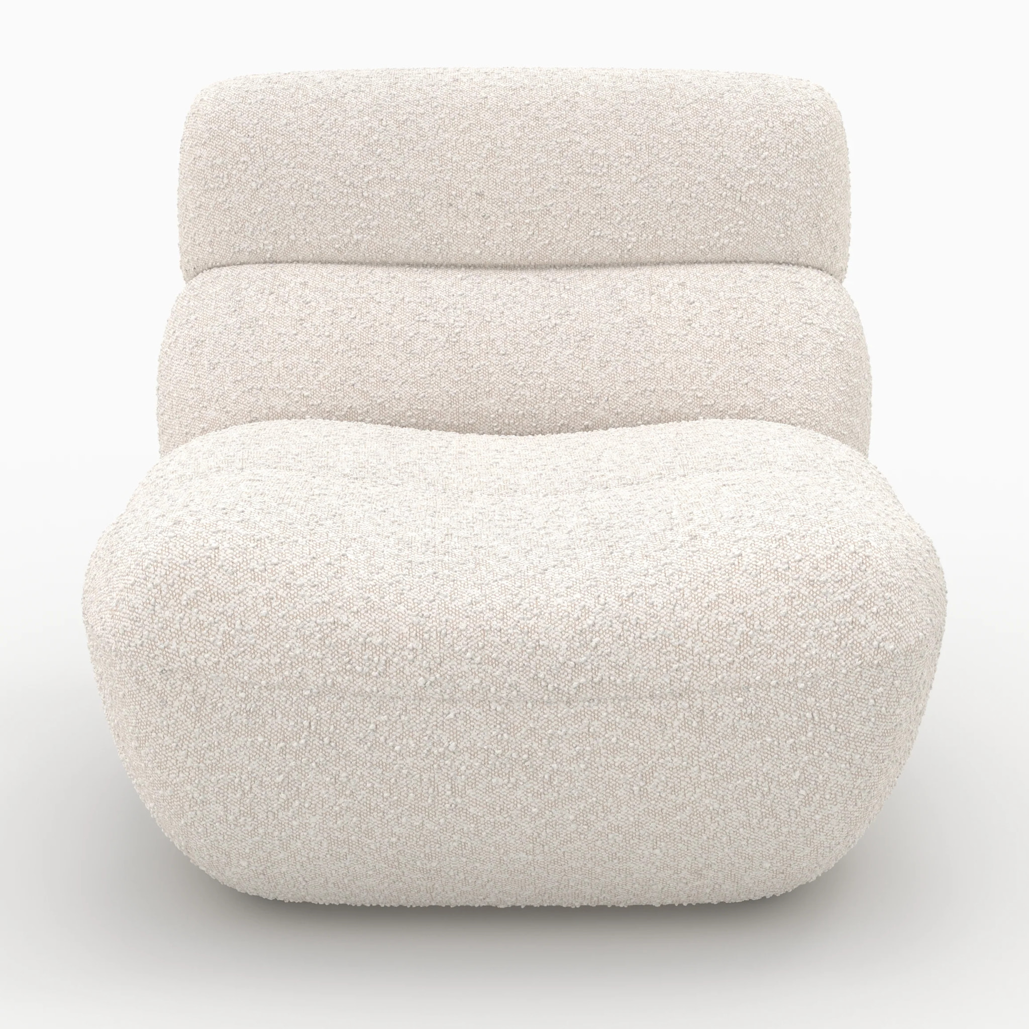 Ensemble fauteuil et pouf en tissu bouclé blanc - Teddy