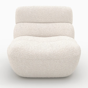 Ensemble fauteuil et pouf en tissu bouclé blanc - Teddy