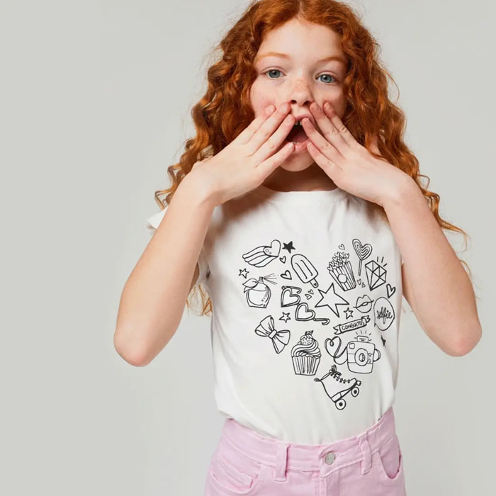 Camiseta de niña "Corazones" que cambia de color