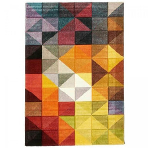 Tapis géométrique Dudi aux motifs géométriques multicolores