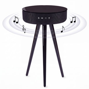 Mesa auxiliar altavoz portátil con sonido de 30W, Bluetooth, base de carga inalámbrica, batería de 2200mAh. Mesilla o mesita para dormitorio o sala de estar - TD Systems SM30B11WN [Lacado negro]