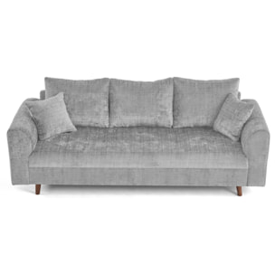 Rune - canapé droit 3 places en velours texturé - Gris