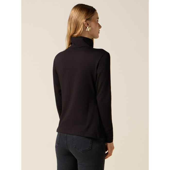 Oltre - Camiseta cuello alto con estampado - Negro