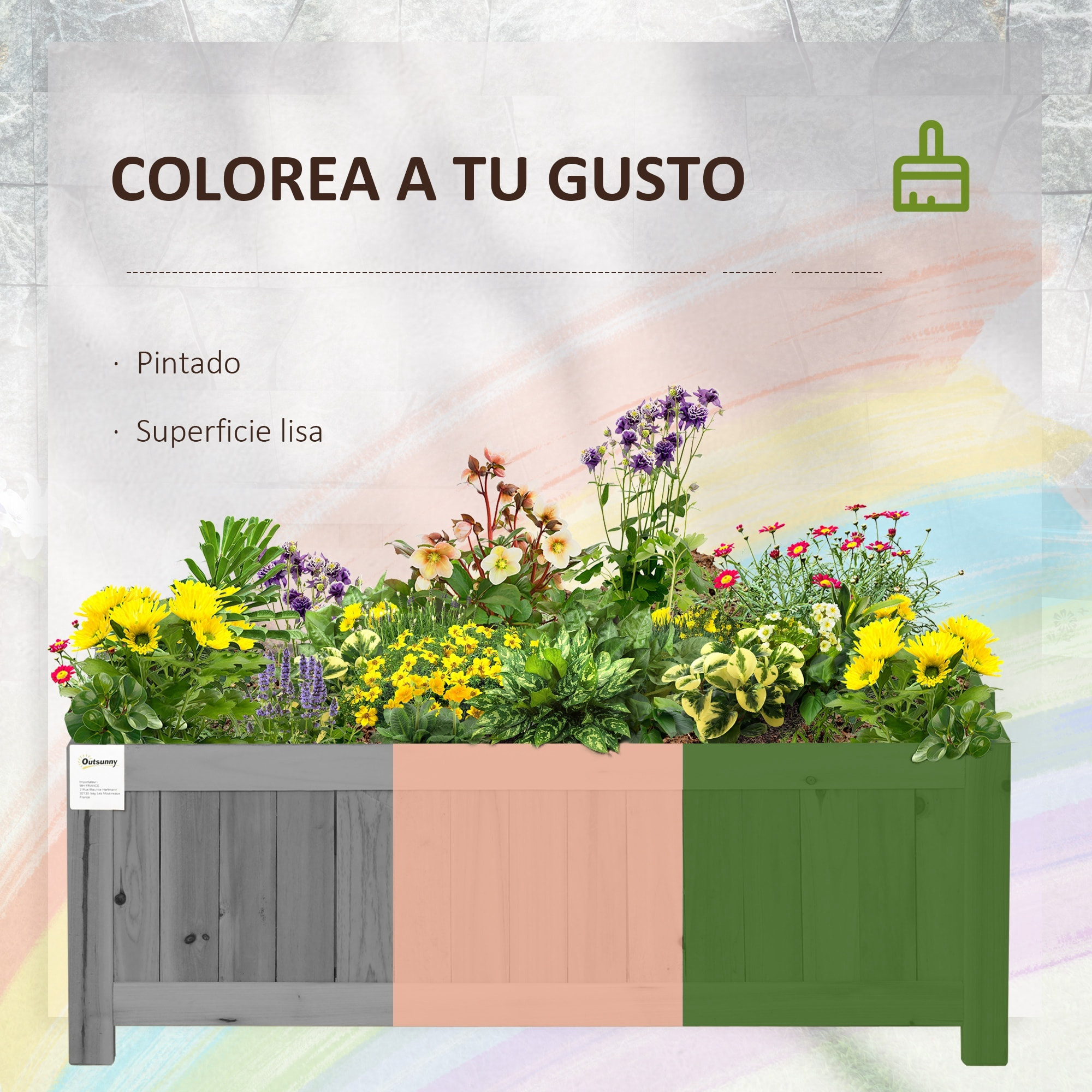 Jardinera de Madera Plegable Jardinera Elevada para Cultivos Verduras Flores en Exterior Patio Balcón Terraza 70x30x25 cm Gris