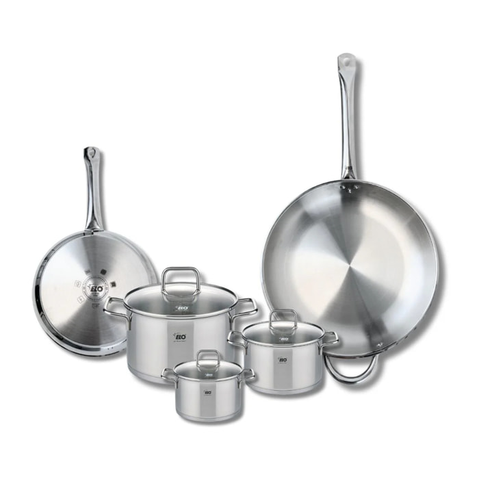 Ensemble de 2 Poêles de cuisson 24 et 32 cm et 3 faitouts 12, 14 et 20 cm Elo Profi Citrin