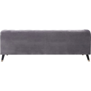 Canapé fixe en velours "Gloria" - 216 x 86 x 76 cm - 3 places - Gris