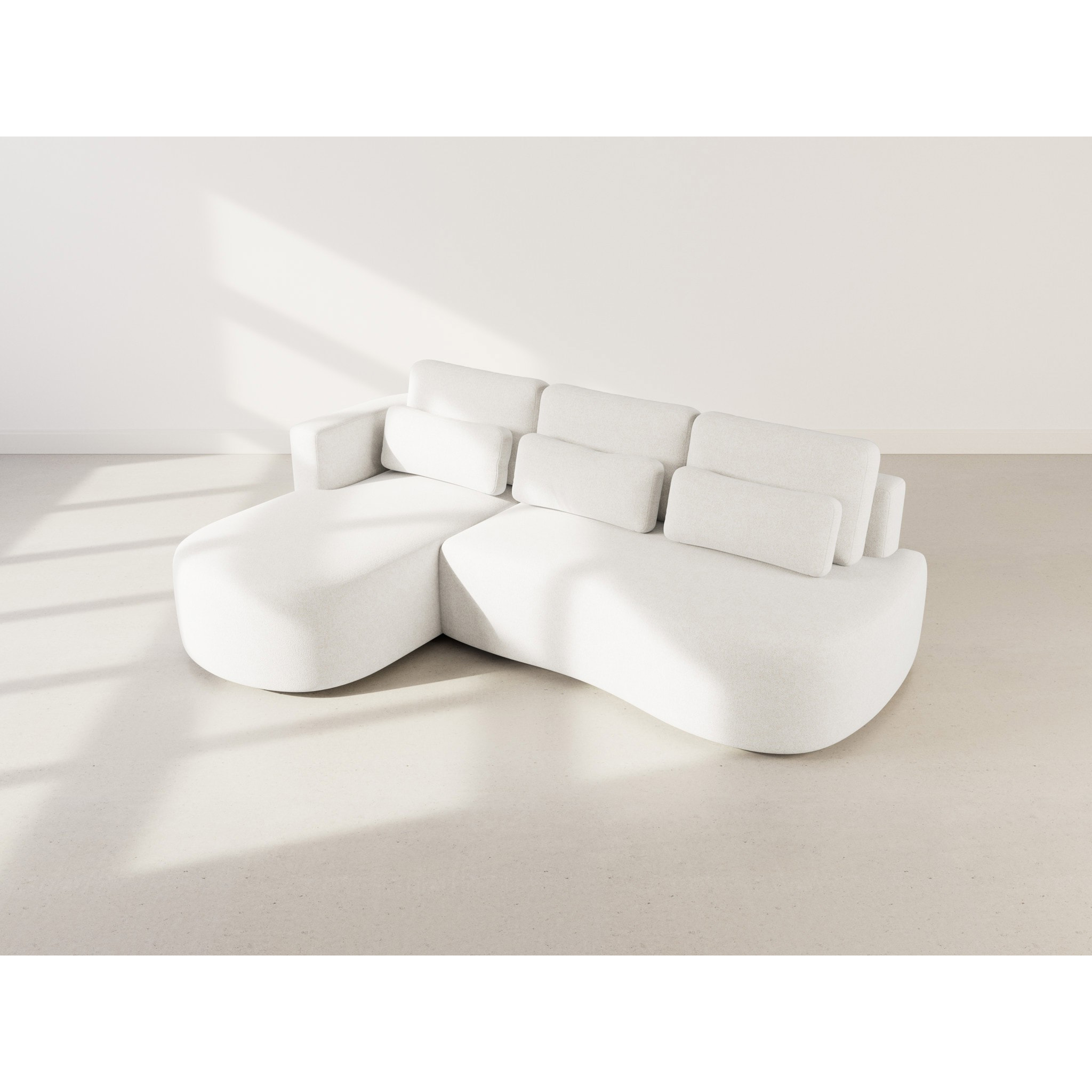 Mahina - canapé d'angle gauche 4 places convertible avec coffre en tissu texturé - Beige