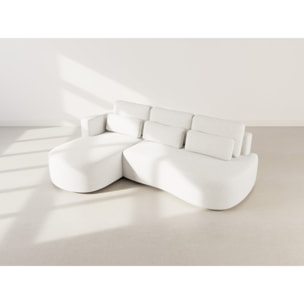 Mahina - canapé d'angle gauche 4 places convertible avec coffre en tissu texturé - Beige