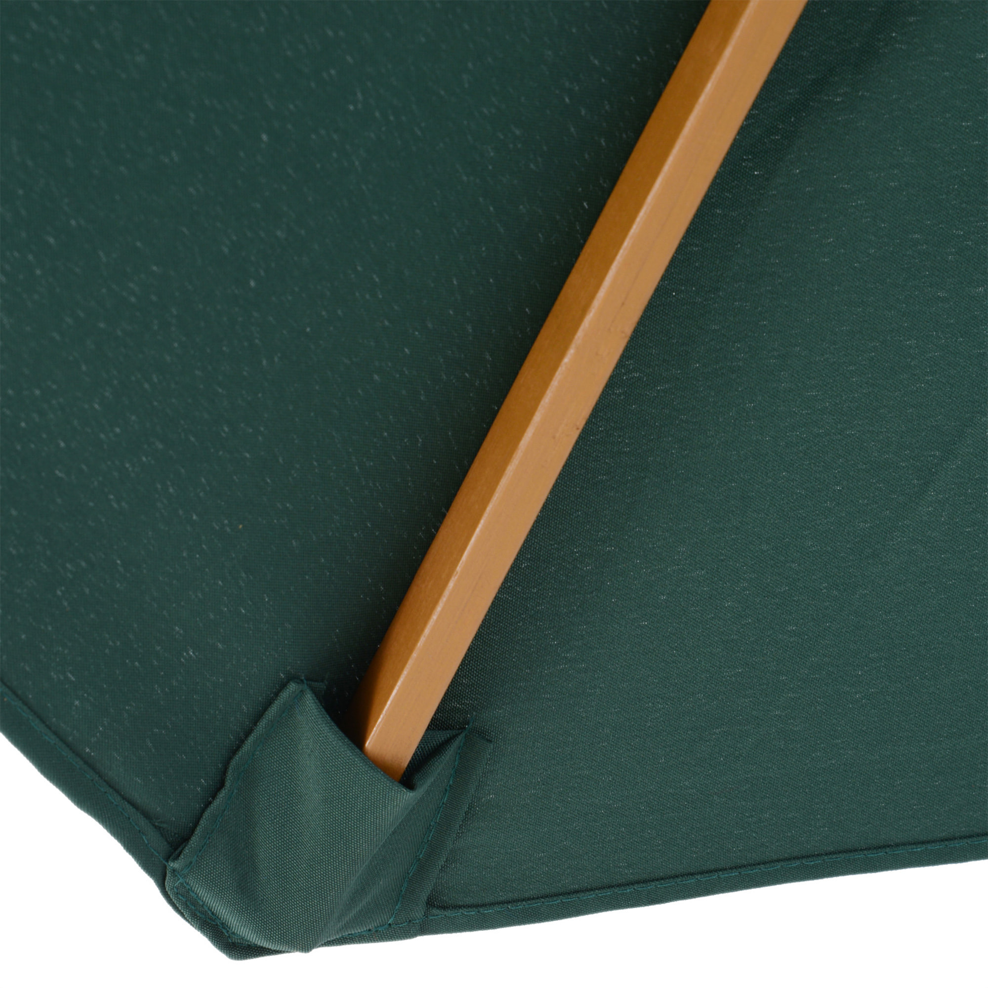 Outsunny Sombrilla Ø300x250 cm Parasol con Poste de Madera con Sistema de Poleas de 8 Varillas con Fijación para Jardín Patio Terraza Verde