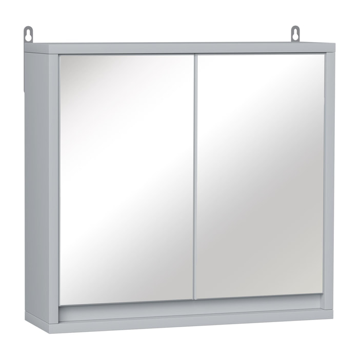 Armario de Baño con Espejo de Pared Estante Ajustable de 3 Niveles 48x14,5x45 cm