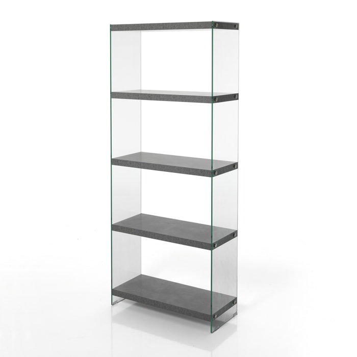 Oresteluchetta libreria 5 ripiani LUCIE 70 CEMENT multicolore