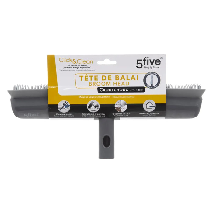 Tête de balai caoutchouc "Click & Clean" gris