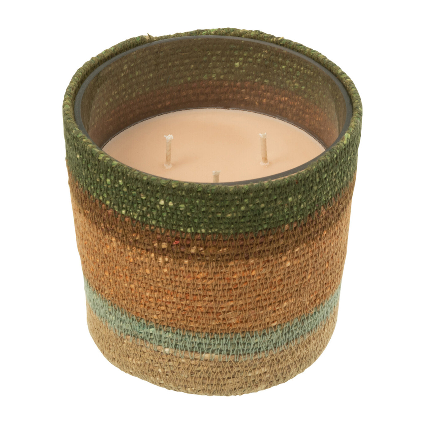 J-Line Bougie Parfumee Panier Cire Beige/Bleu Small - 45Heures