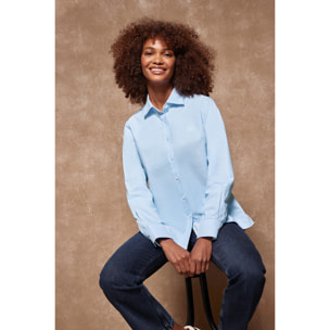 Camicia oxford celeste oversize con logo ricamato