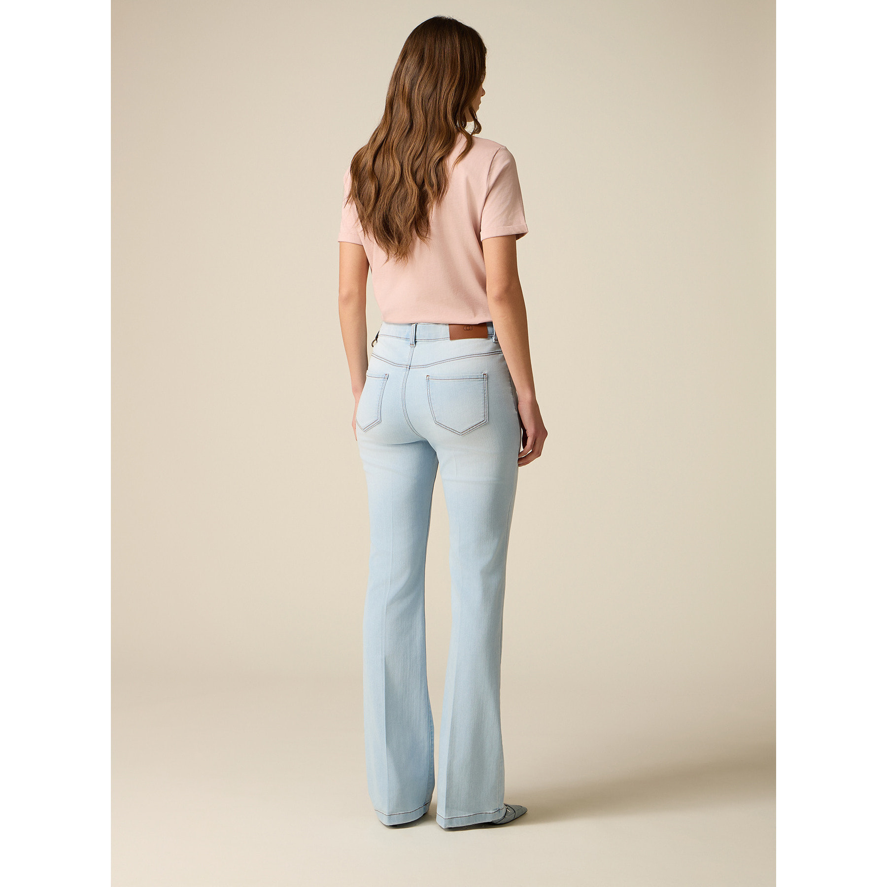 Oltre - Jeans flare con catene decorative - Azzurro