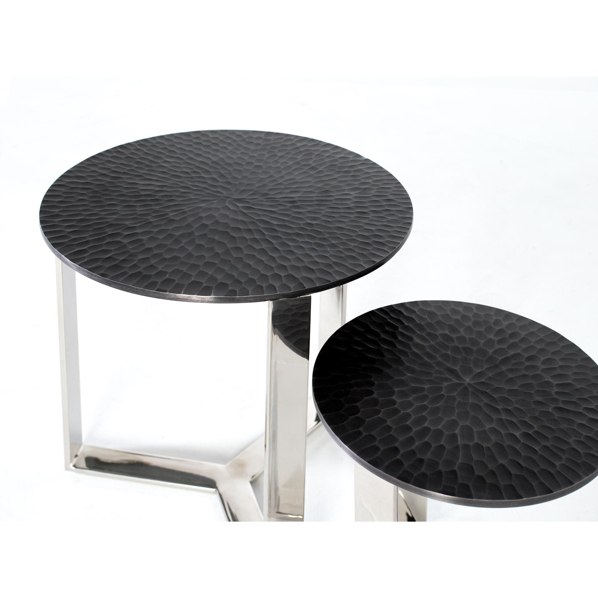 Lot de 2 Tables basses de aluminium grand 50 cm, petite 35cm style industriel moderne