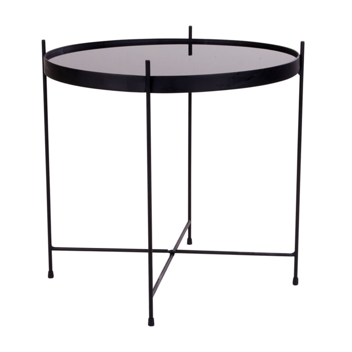 Glina - table basse - métal et verre - 48 cm - Noir ou doré