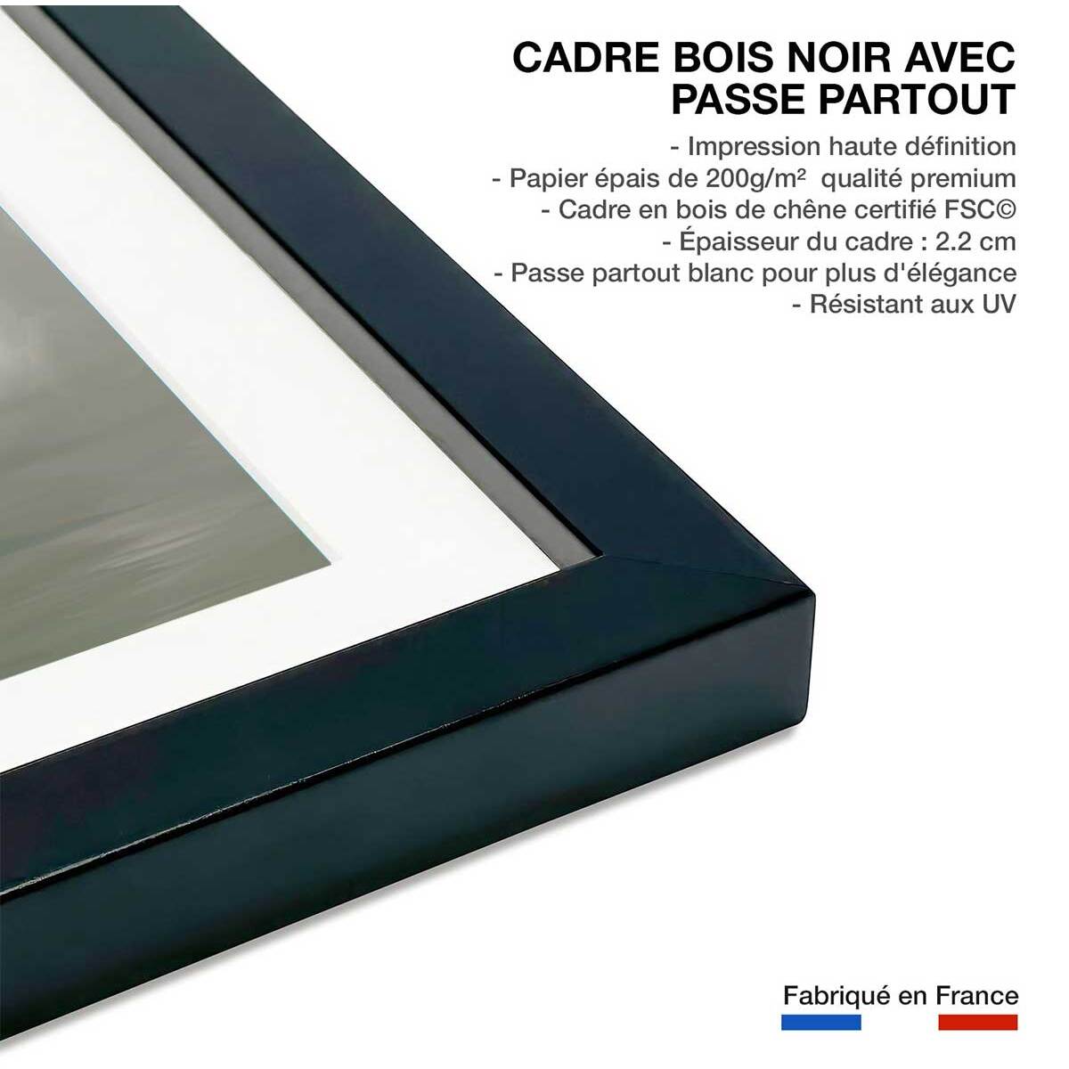 Affiche enfant paresseux méditant  Affiche sous cadre noir