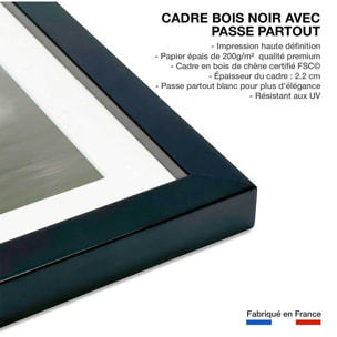 Affiche enfant paresseux méditant  Affiche sous cadre noir