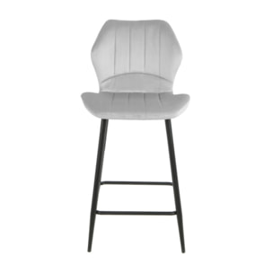 Chaise haute en velours capitonné avec dossier - 3 coloris - VICTOR