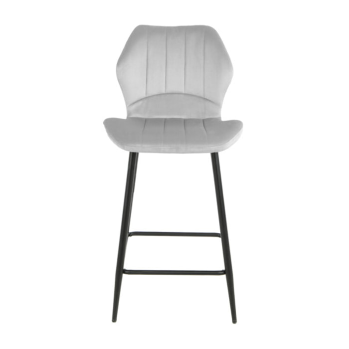 Chaise haute en velours capitonné avec dossier - 3 coloris - VICTOR