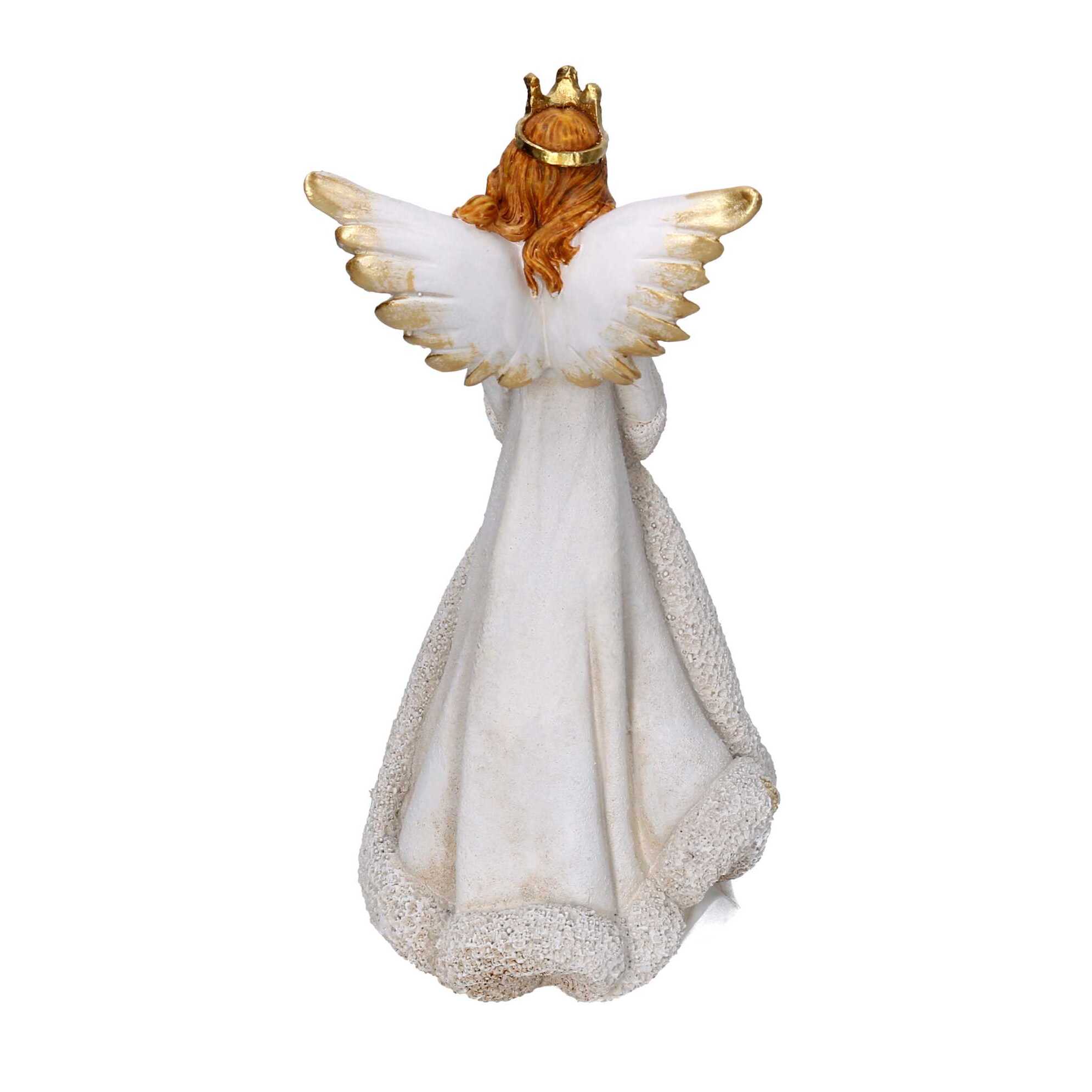 Angelo in resina oro con led cm14,5x14,5h31