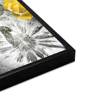 Affiche encadrée collage floral jaune et noir Affiche + cadre en métal - Noir