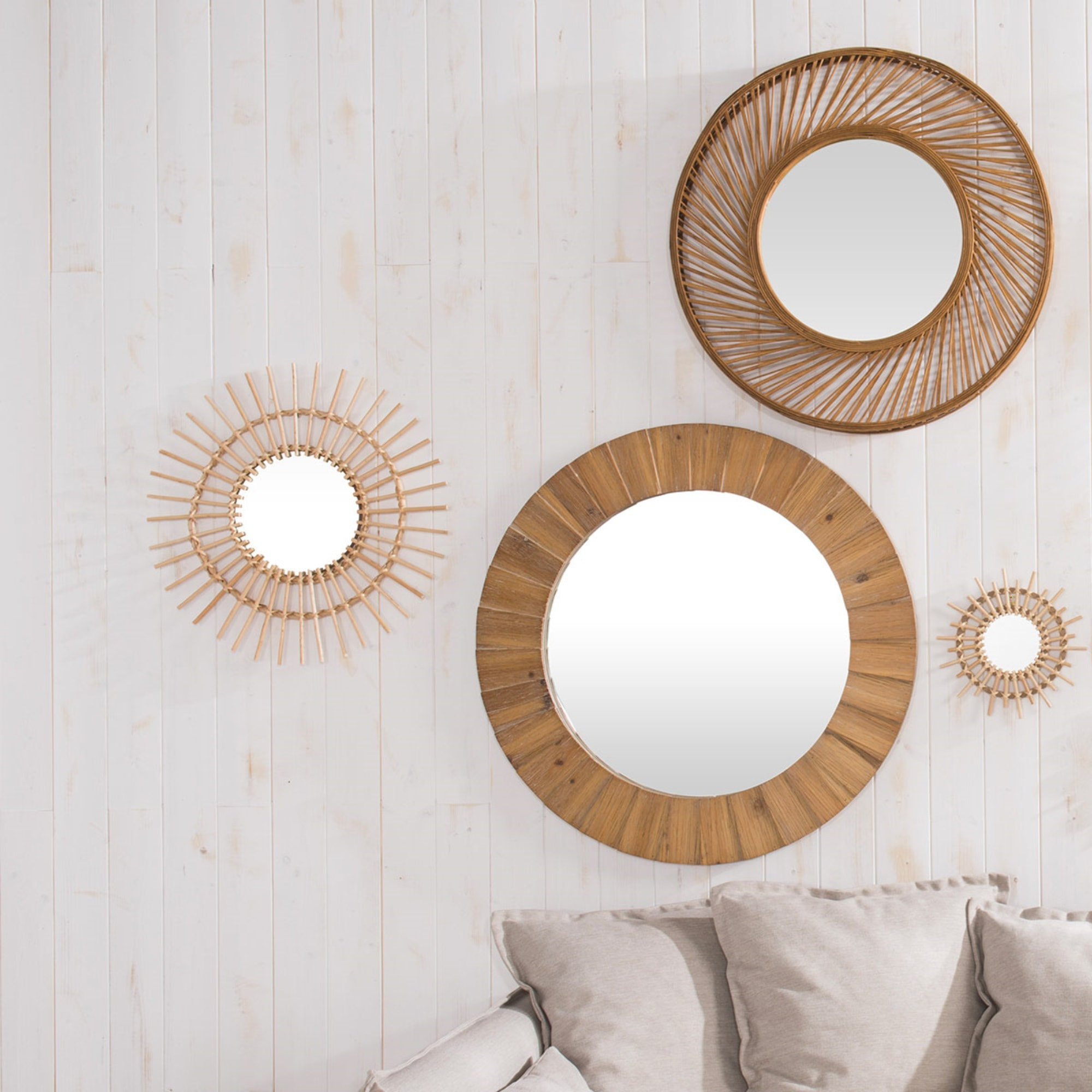 Espejo Paméla madera Ø83x3,5