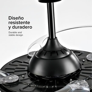 Ventilatore da soffitto 8808, 120 cm, pale retrattili. Motore DC da 36 W, luci LED dimmerabili da 60 W, 6 velocità, modalità inverno/estate. Controllabile tramite telecomando o app per dispositivi mobili.