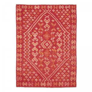 Tapis kilim ethnique, tissé plat artisanal en laine, ODEBO