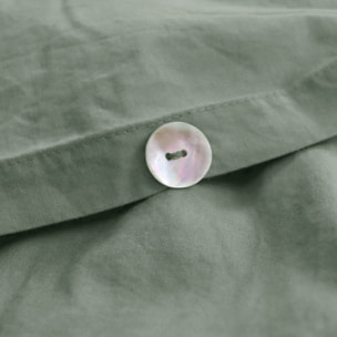 Parure de lit unie en coton taies à volant, COTON LAVÉ