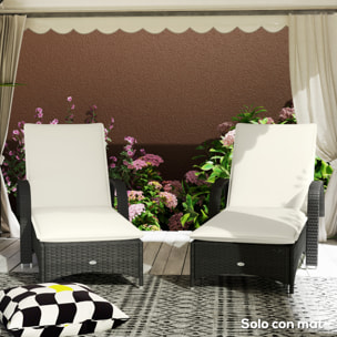 Pack 2 Cojines para Tumbonas Plegables Colchonetas para Tumbonas de Jardín Exterior 193x58x6 cm con Correas de Sujeción Protección UV Resistente a Salpicaduras Crema