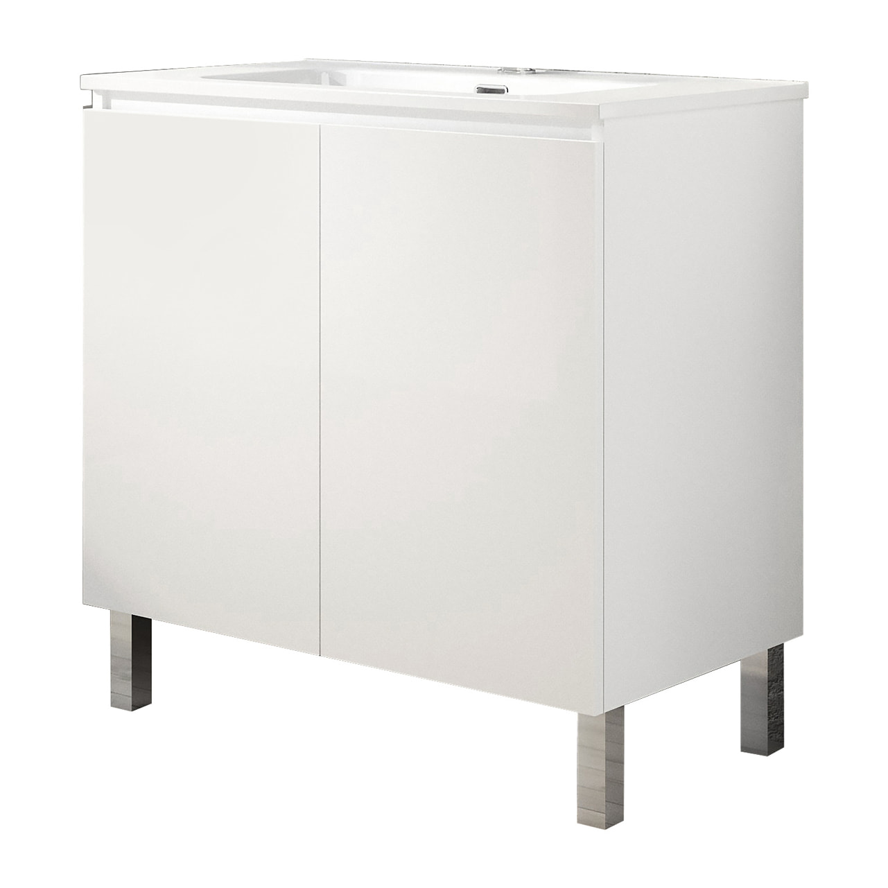 Conjunto de Baño Lust | 80 cm Blanco | Dos Puertas | Lavabo Encastrado | No incluye Espejo | Mueble Montado | Alday