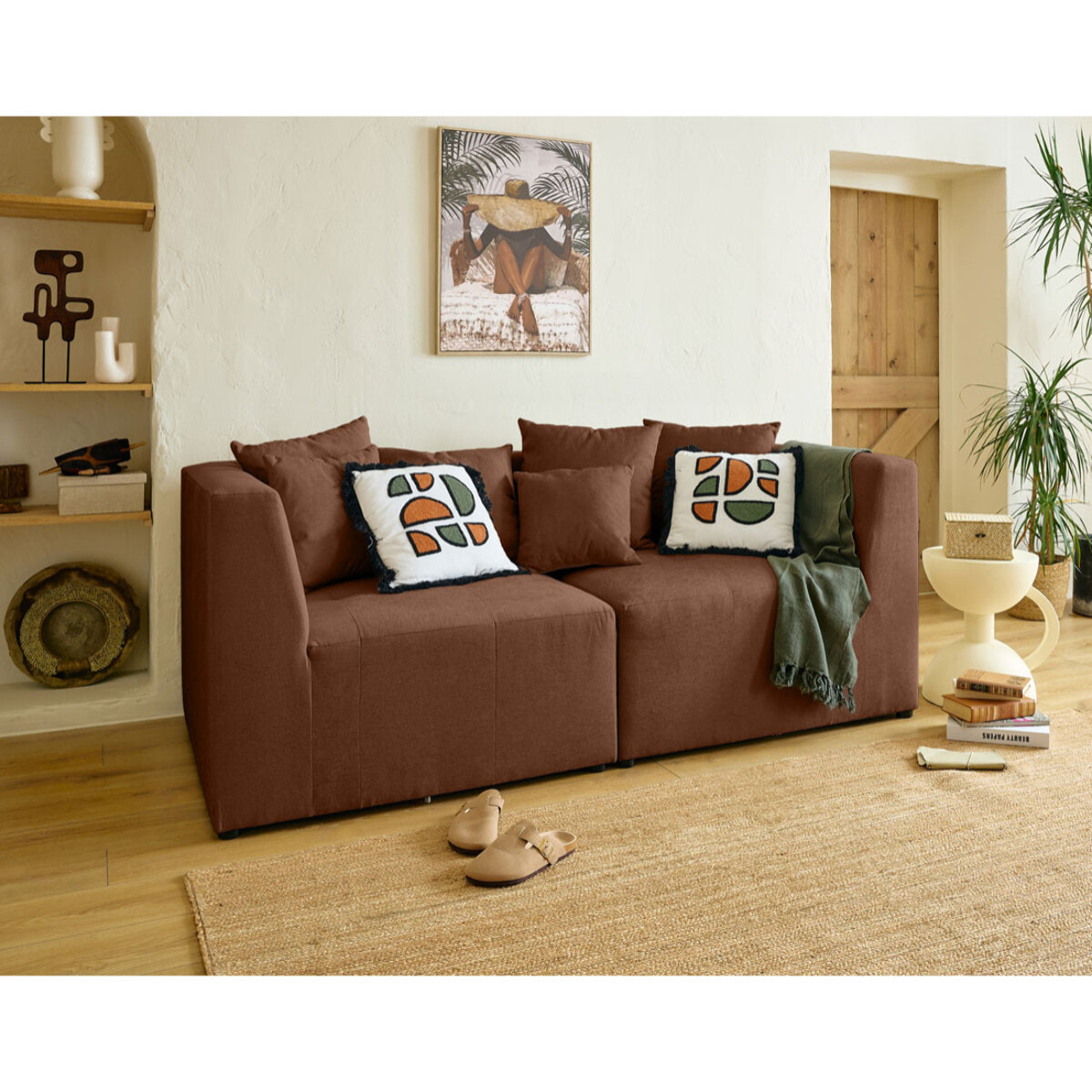 Amalfi - module d'angle réversible - en tissu - Terracotta