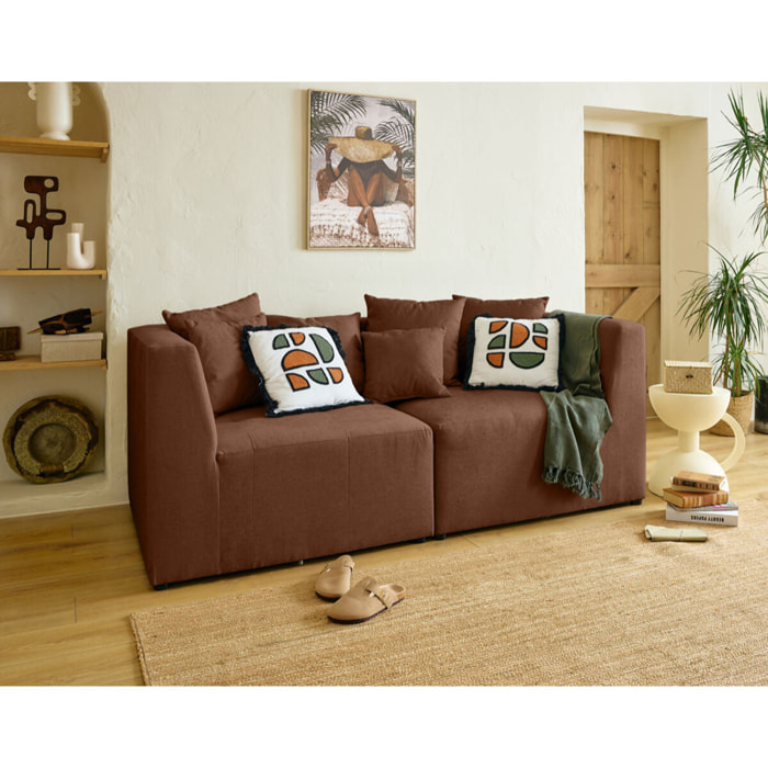 Amalfi - module d'angle réversible - en tissu - Terracotta