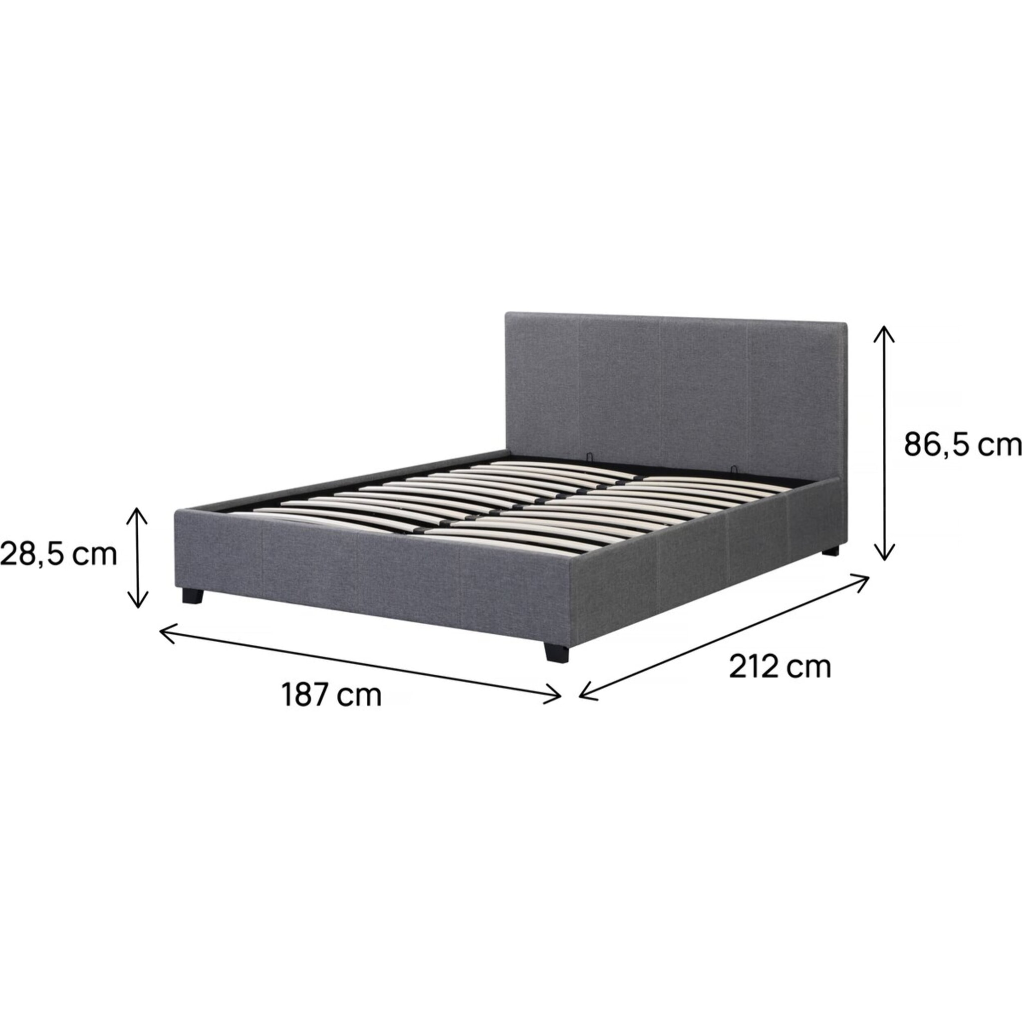 Lit double avec coffre "Carla" - 180 x 200 - Gris