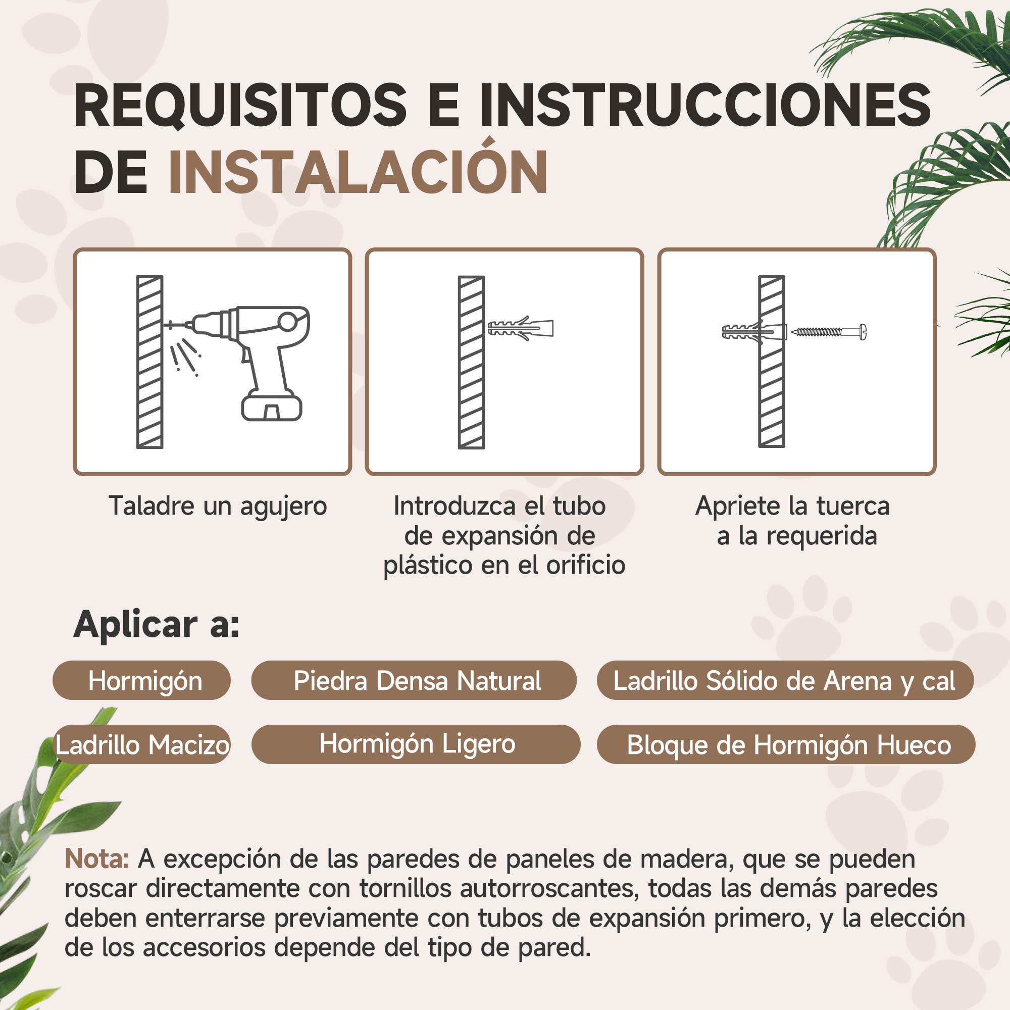 Juego de Estanterías para Gatos de 4 Piezas Rascador de Pared para Gatos con 2 Postes de Sisal Plataforma Doble con Escalera Suave y 1 Plataforma para Saltar Beige