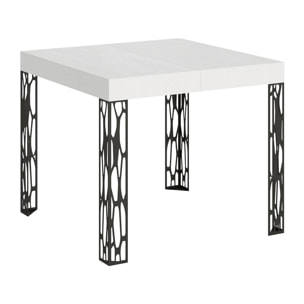 Mesa extensible 90x90/246 cm Ghibli Fresno Blanco estructura Antracita