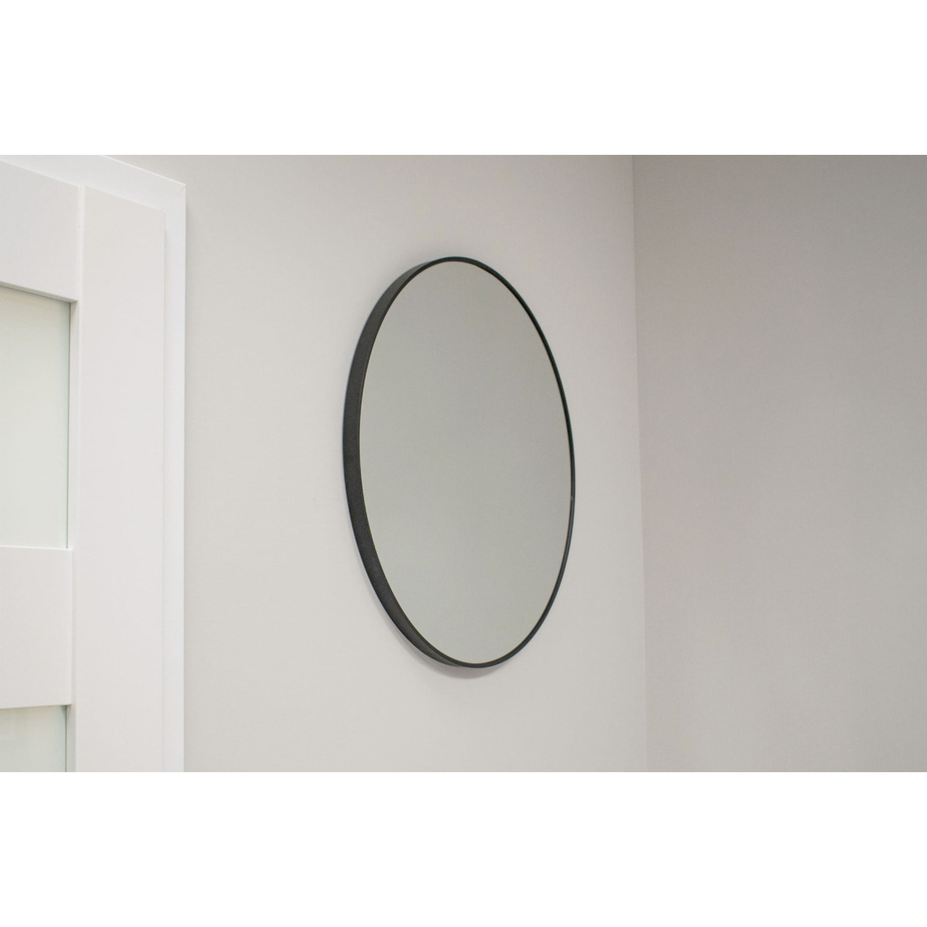 Specchio da parete rotondo con cornice nera sottile 70cm