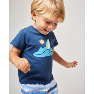 CAMISETA AZUL MARINO CON ESTAMPADO DE SURF