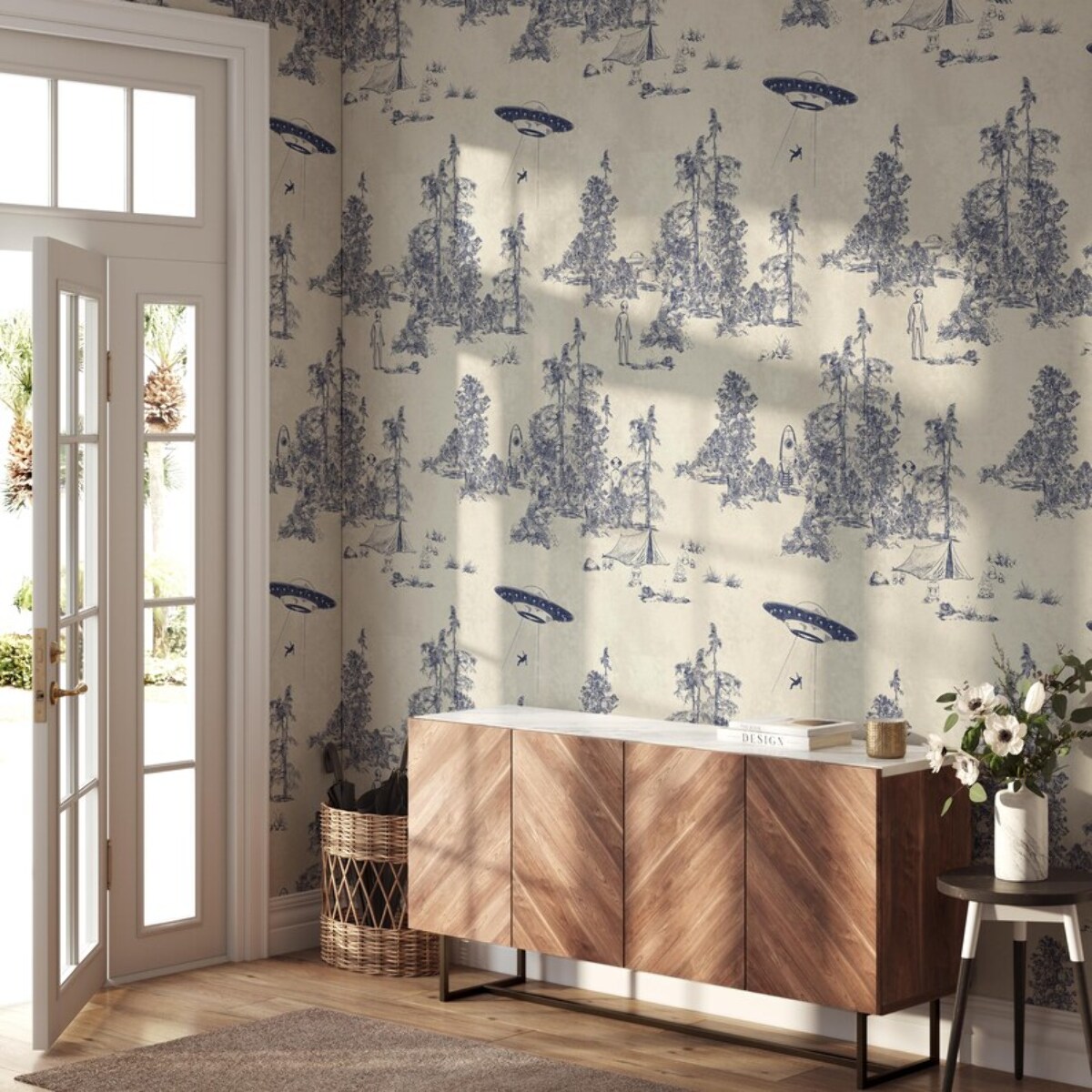 Carta da Parati Toile de Jouy Ufo