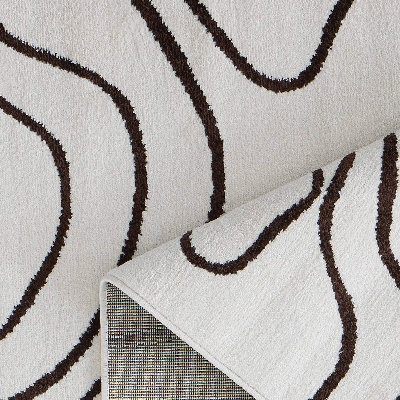 SANTAL - Tapis de salon crème à motif floral