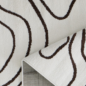 SANTAL - Tapis de salon crème à motif floral