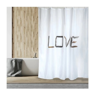 Rideau de douche Polyester LOVE 180x200cm Beige - Anneaux inclus MSV